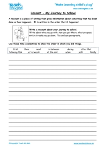 Worksheets for kids - Recount-my-journey-to-school